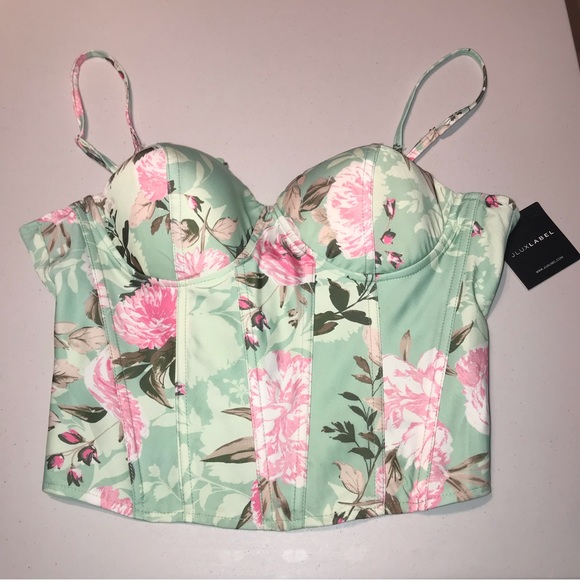 NWT JLUXLABEL Ivana Bustier Corset Top in Mint Floral Spring Size Large - Picture 10 of 15